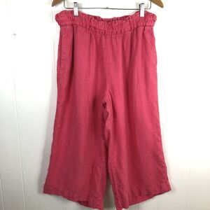 Marks and Spencer Collection 100% Flax Linen Pull On Wide Leg Capris Pink US 12‎